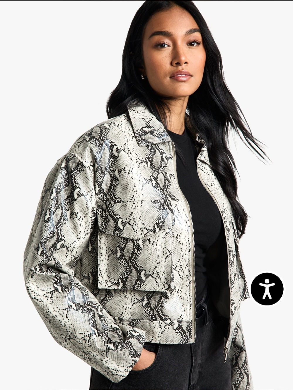 Boohoo Snake Print Faux Leather Jacket